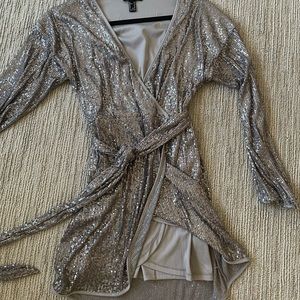 Metallic wrap mini dress